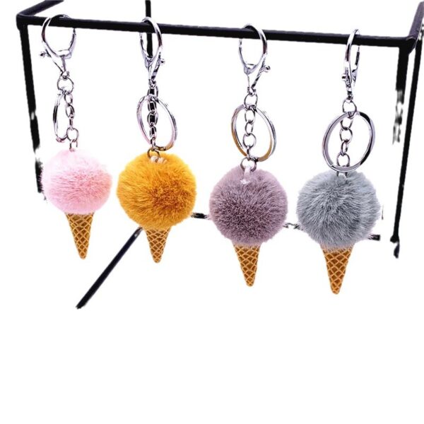 Wholesale Cartoon Fruit Keychain Student Cute Bag Pendant Ice Cream Cone Plush Car Keychain Creative Gift
