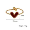 Wholesale PVD Coated Real Gold Plated 18K Gold Heart Shape 304 Stainless Steel Cute Vintage Style Waterproof Non Tarnish Open Rings