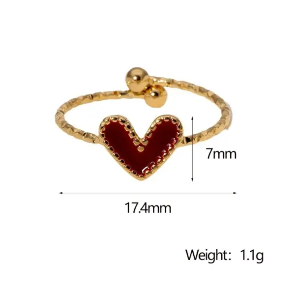 Wholesale PVD Coated Real Gold Plated 18K Gold Heart Shape 304 Stainless Steel Cute Vintage Style Waterproof Non Tarnish Open Rings