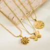 Wholesale Jewelry Simple Style Classic Style Sun Butterfly 304 Stainless Steel Plating Stainless Steel Necklaces