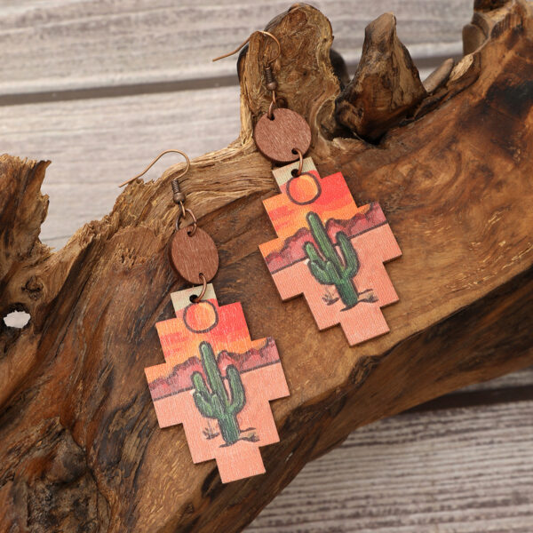 oly-63121524d61413d9b0113a7419598ada Wholesale Western style cactus suower earrings wooden earrings