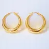 1 Pair Retro Geometric Solid Color Stainless Steel Plating Hoop Earrings