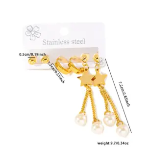 Star Ball Earrings Golden Set