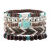 Wholesale Turquoise Turtle Retro Wooden Beads Wax Rope 5-Piece Braided Bracelet Set