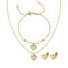 Wholesale PVD Coated Real Gold Plated 18K Gold Heart Shape 304 Stainless Steel Classic Style Waterproof Non Tarnish Bracelets Earrings Necklace
