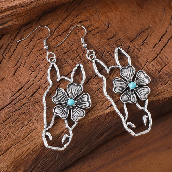 oly-631ac517a23b67cd67fa4296c7b754c1 Wholesale Cross-border AliExpress new hollow line inlaid turquoise animal pendant earrings creative niche ear jewelry women