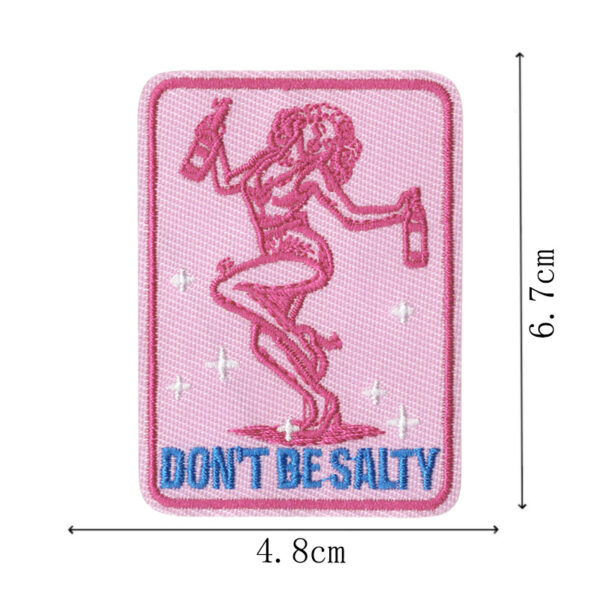 oly-631cc3b93b0425c5652122c51a3b1800 Wholesale Bar main image denim embroidered fabric patch pink lady patch