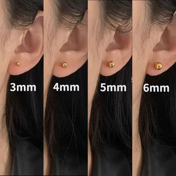 Wholesale Vacuum Plating PVD Coated Real Gold Plated 18K Gold Ball 304 Stainless Steel Simple Style Waterproof Non Tarnish Ear Studs