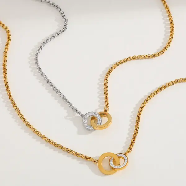 Fashion Round 304 Stainless Steel 14K Gold Plated Rhinestones Stainless Steel Bracelets In Bulk