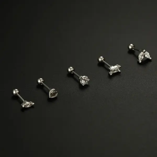 1 Piece Fashion Heart Shape Plating Inlay Stainless Steel Zircon Ear Studs