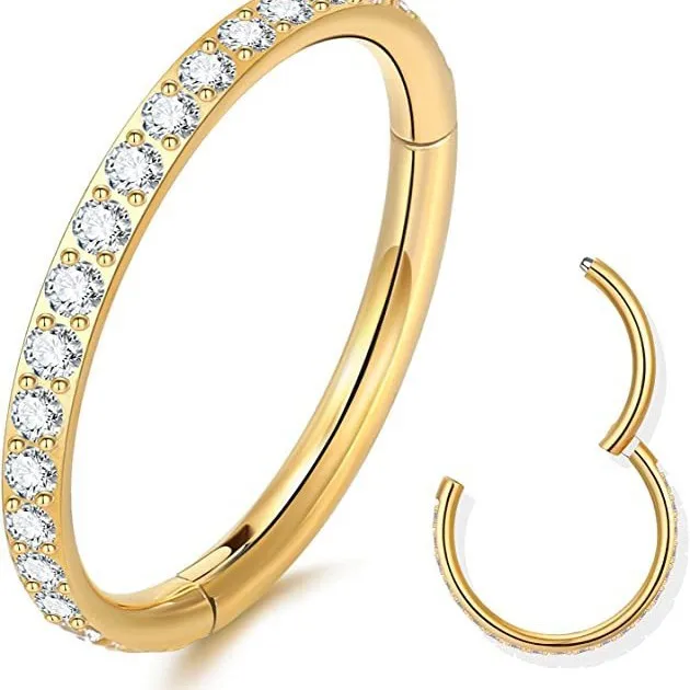 Wholesale 1 Piece 316L Stainless Steel Zircon Nose Rings & Studs Round Waterproof Non Tarnish Surgical Steel Nose Ring Unisex
