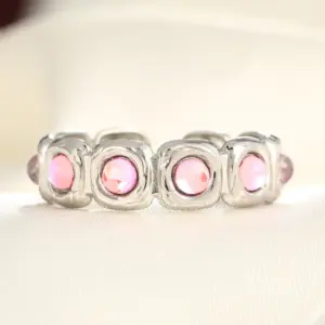 Steel Pink Translucent Stone / Adjustable Opening