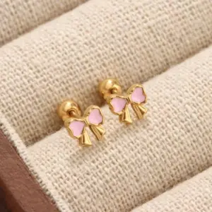Gold / Average Size / Pink Bow Pair