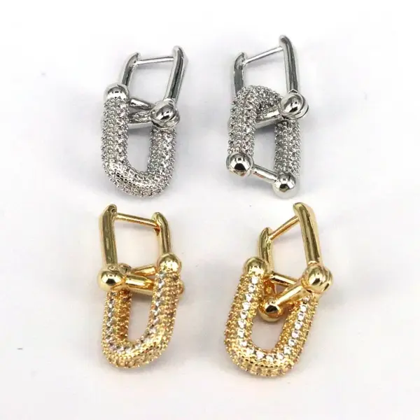 Wholesale 1 Pair Retro Luxurious Simple Style Double Ring Plating Inlay Copper Zircon 18k Gold Plated Drop Earrings