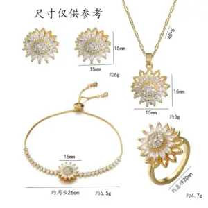 SUNFLOWER Four-Piece Zircon Bracelet / Gold