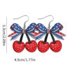 oly-63405a05b3ad19cabe274f3b9c9f989c Wholesale Cross-border New Independence Day Red White Blue Bow Cherry American Flag Pendant Earrings Acrylic Earrings