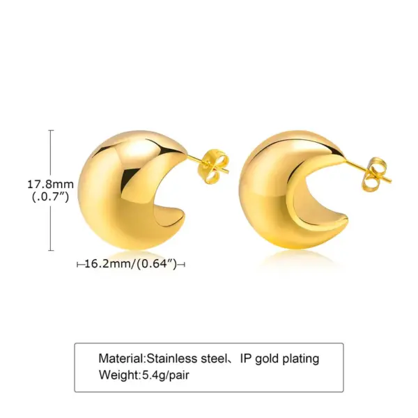 Wholesale 1 Pair Simple Style Solid Color Plating 201 Stainless Steel 18K Gold Plated Stainless Steel Earrings