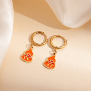 Orange gourd earrings 1609