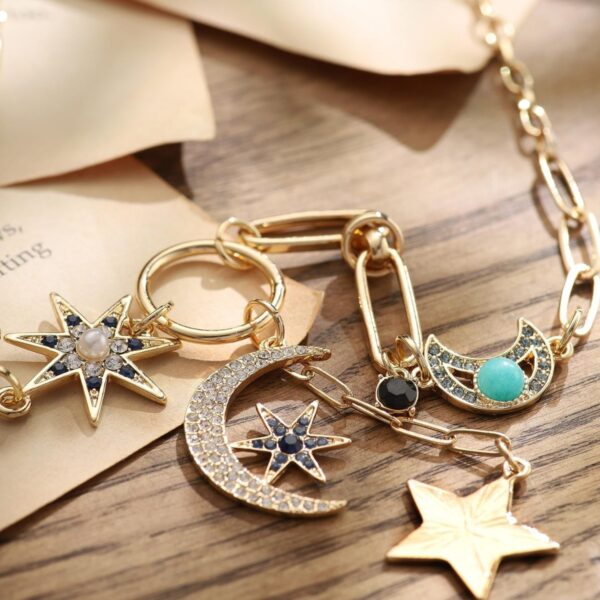 oly-63461738643049098957392ee2b00832 Wholesale Punk-style hip-hop fashion star and moon necklace