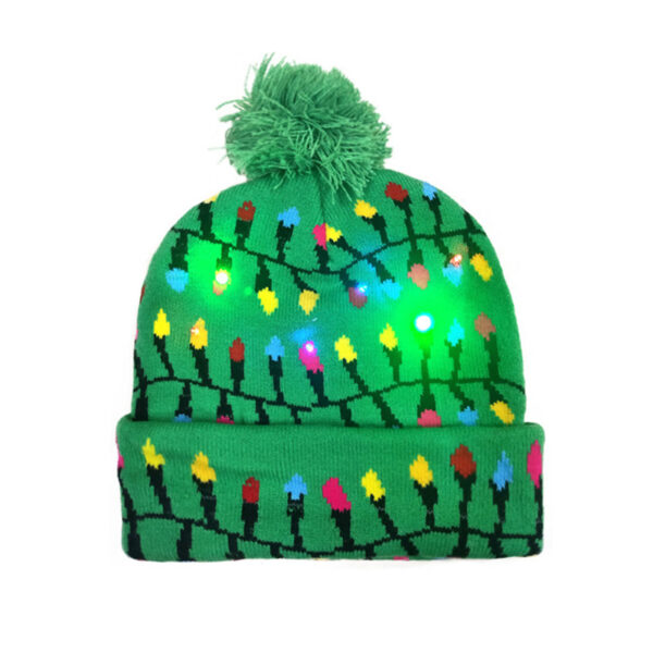 Wholesale Winter children's Christmas knitted hat with light Halloween led hat