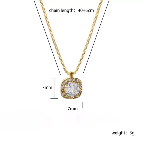 Wholesale Simple Style Commute Round Copper White Gold Plated Gold Plated Zircon Pendant Necklace In Bulk