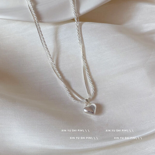 Wholesale Double-layer Brushed Love Necklace Female Niche Personality All-match High-end Clavicle Chain 2024 New Fashion Necklace