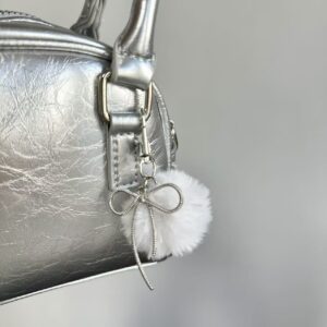 Wholesale South Korea Ins Winter Small Fur Ball Bow Pendant Vintage Y2K Red Millennium Spice Girl Bag Mobile Phone Hanging Accessories