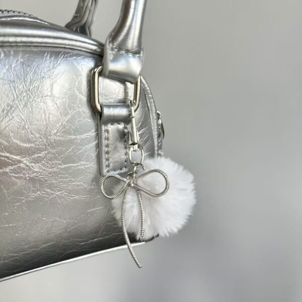 Wholesale South Korea Ins Winter Small Fur Ball Bow Pendant Vintage Y2K Red Millennium Spice Girl Bag Mobile Phone Hanging Accessories