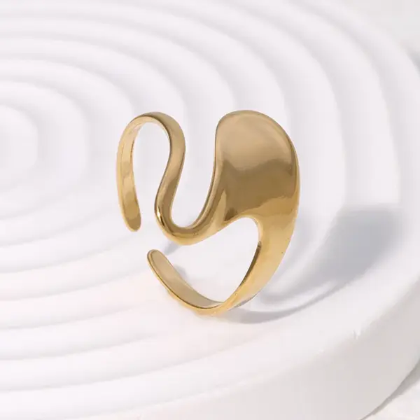 PVD Coated Real Gold Plated 18K Gold Asymmetrical Irregular 304 Stainless Steel Modern Style Simple Style IG Style Waterproof Non Tarnish Open Rings