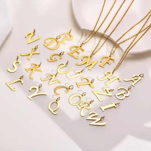 Wholesale Jewelry Simple Style Letter 201 Stainless Steel Gold Plated Plating Stainless Steel Necklaces