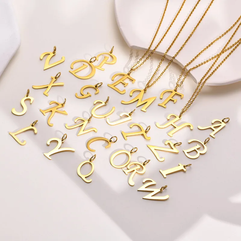 Wholesale Jewelry Simple Style Letter 201 Stainless Steel Gold Plated Plating Stainless Steel Necklaces