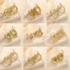 New Fashion Titanium Steel 18K Gold Oil Pressure Earrings Ear Ring Metal Spiral Stripe Design Earrings Earrings
