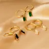 Wholesale Real Gold Plated Geometric 316L Stainless Steel Retro Waterproof Non Tarnish Surgical Steel Dangling Earrings