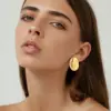PVD Coated Real Gold Plated 18K Gold Oval 304 Stainless Steel INS Style Waterproof Non Tarnish Ear Studs