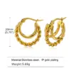 Wholesale PVD Coated Real Gold Plated C Shape 201 Stainless Steel Simple Style Waterproof Non Tarnish Hoop Earrings Ear Studs