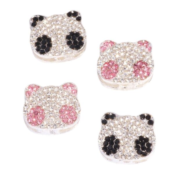 Wholesale Three-dimensional double-sided full-diamond panda four-hole loose beads beaded DIY mobile phone key chain necklace bag chain accessories