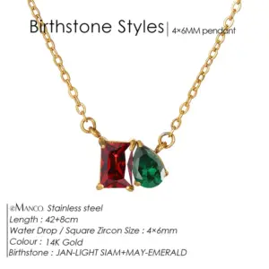 January Red Square Diamond Green Water Drop