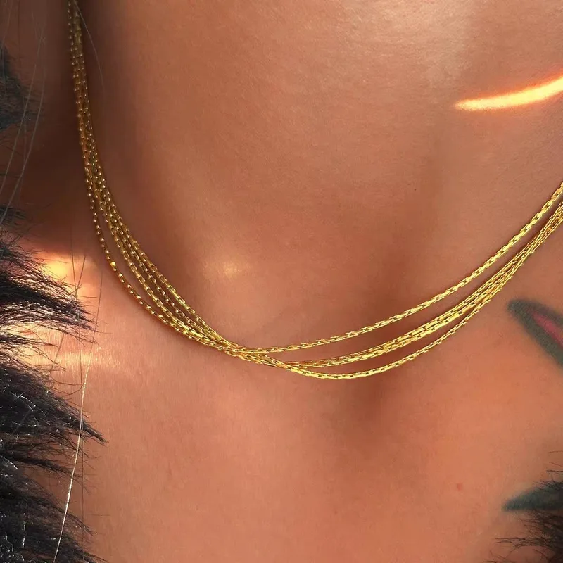 Wholesale Simple Style Solid Color Titanium Steel Plating Gold Plated Necklace