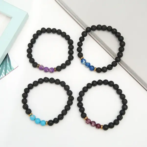 Casual Retro Round Mountain Volcanic Rock Bracelets In Bulk