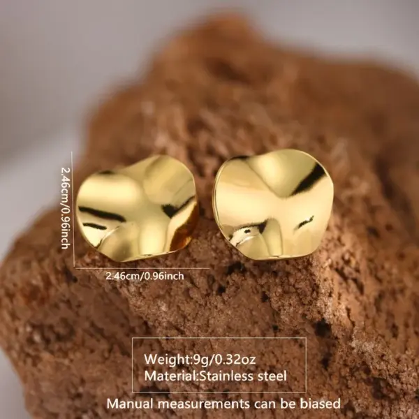 Wholesale 1 Pair Fairy Style Casual Elegant Irregular Geometric Quadrilateral Irregular Plating Hollow Out 304 Stainless Steel Imitation Gold Earrings Ear Studs