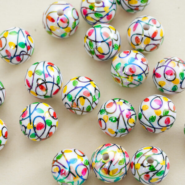 Wholesale 10pcs Acrylic Printed Christmas Series Straight Hole Uv Beads