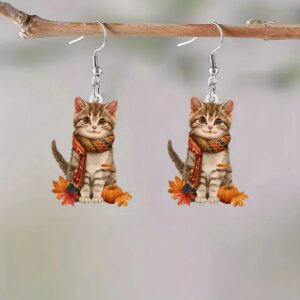 Wholesale Halloween Thanksgiving Cat Acrylic Earrings
