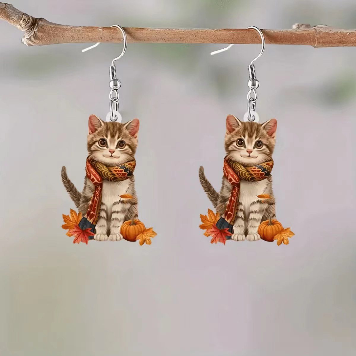 Wholesale Thanksgiving Cat Acrylic Earrings