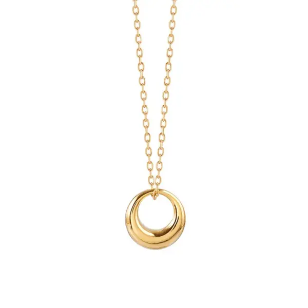 Wholesale Jewelry Simple Style Commute Circle 304 Stainless Steel 18K Gold Plated PVD Coated Plating Hollow Out Cable Chain Necklace