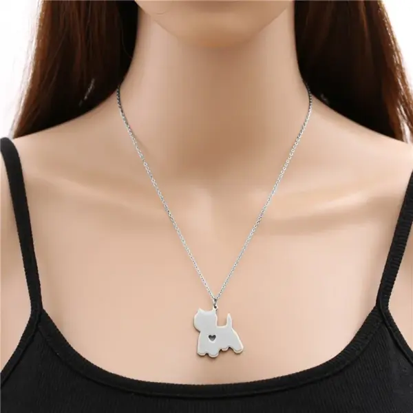 Wholesale 304 Stainless Steel Cute Slice Polishing Animal Dog Necklace Titanium Steel Necklace