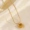 304 Stainless Steel 18K Gold Plated Simple Style Heart Shape Pendant Necklace