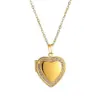 Wholesale Jewelry Sweet Heart Shape Titanium Steel Rhinestones 18K Gold Plated Inlay Locket Necklace