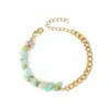 Vacation Color Block 304 Stainless Steel Natural Stone 18K Gold Plated Bracelets In Bulk
