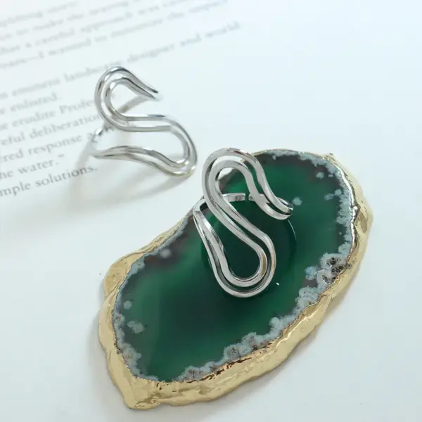 Wholesale PVD Coated Real Gold Plated 18K Gold Geometric 304 Stainless Steel Simple Style Waterproof Non Tarnish Open Ring