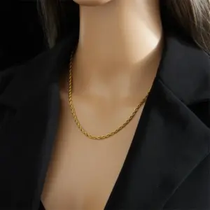 Jyh658 Necklace Gold Twist Thin Chain